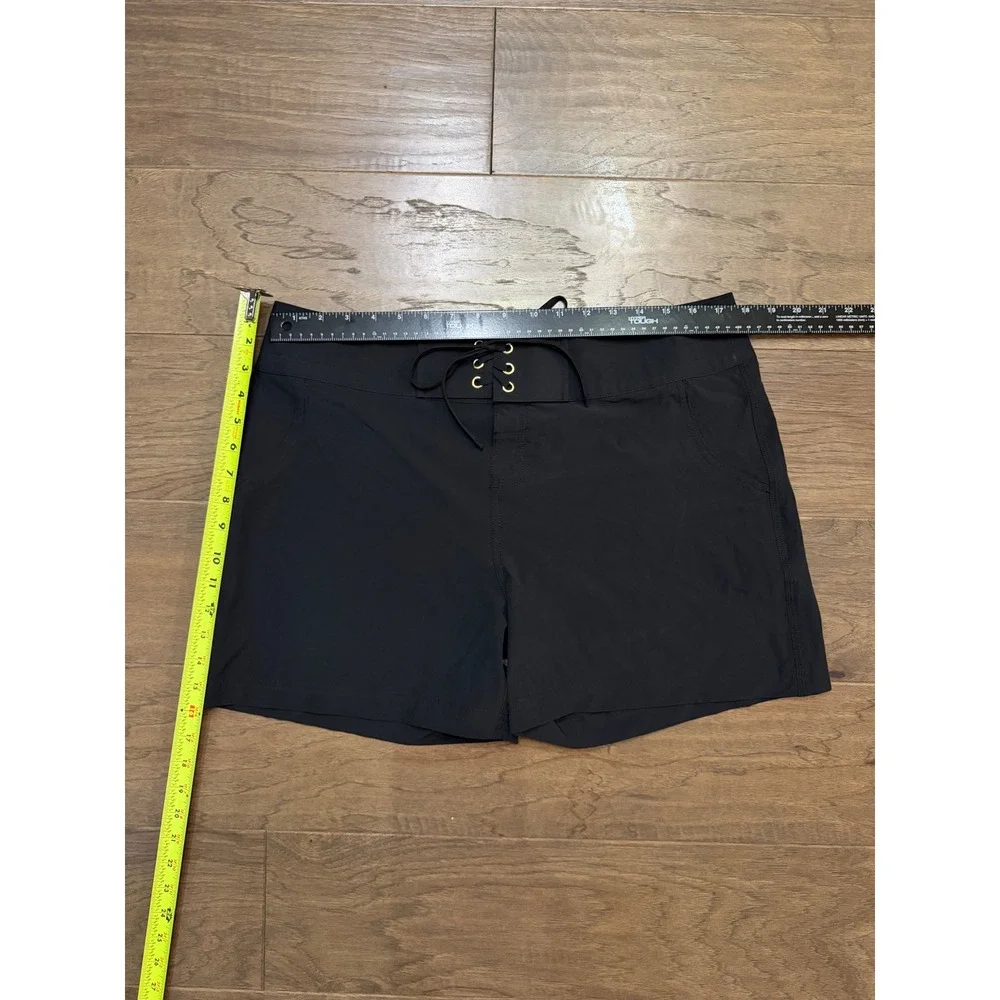 La Blanca Womens Black Lace Up Front Board Shorts‎ Swim Bottoms Size 8 L